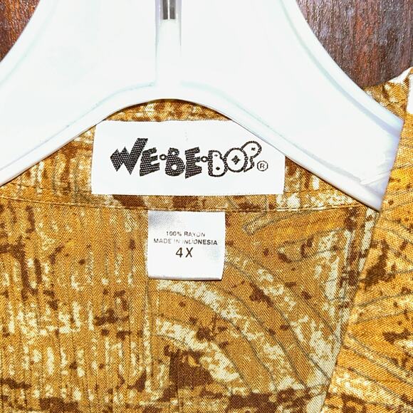 New! We be bop Hibiscus tripe Brown plus size floral tunic top boho y2k 4X - Picture 4 of 11
